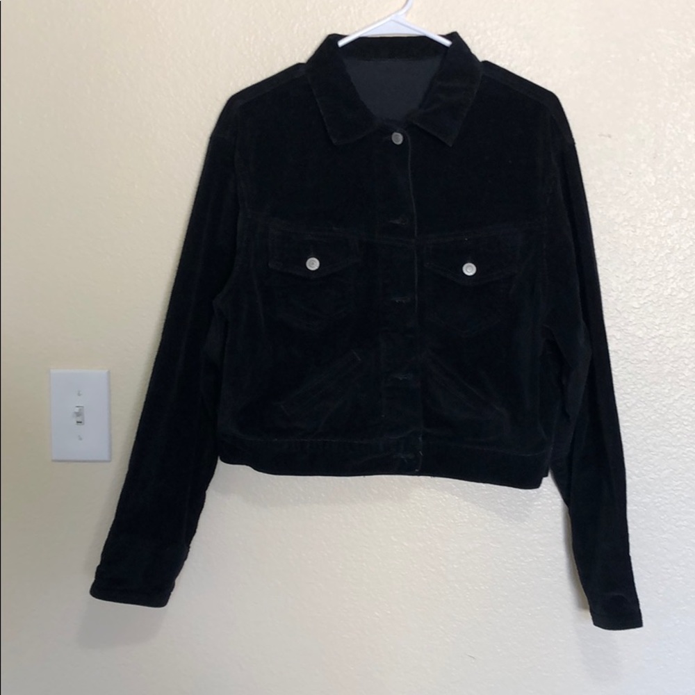 Brandy Melville Cropped Black Corduroy Jacket